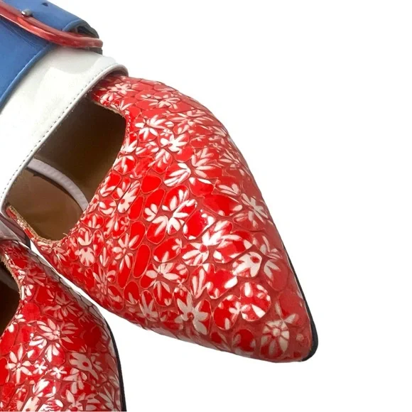 John Fluevog Red Floral Felicity Vintage Inspired Mary Janes Sz 9.5 (No BOX) - Picture 11 of 13